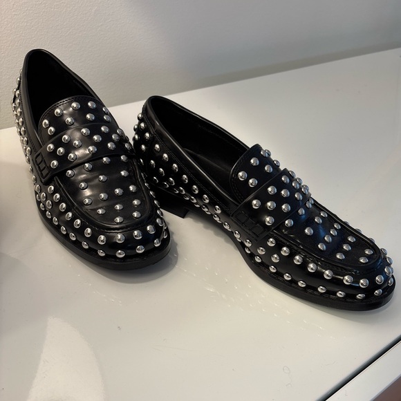 Zara Studded Black Loafers Shoes main image 4